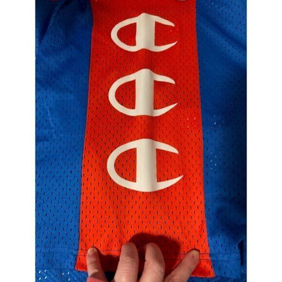 Vintage Early 90s‎ Champion Mesh Basketball Jersey Orange White Blue Mesh Large - Picture 4 of 5